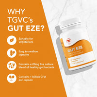 Gut Eze: 30 Capsules - Vegetarian Gut Health Microbiome Based Probiotic Dietary Supplement by Good Vitamin Company