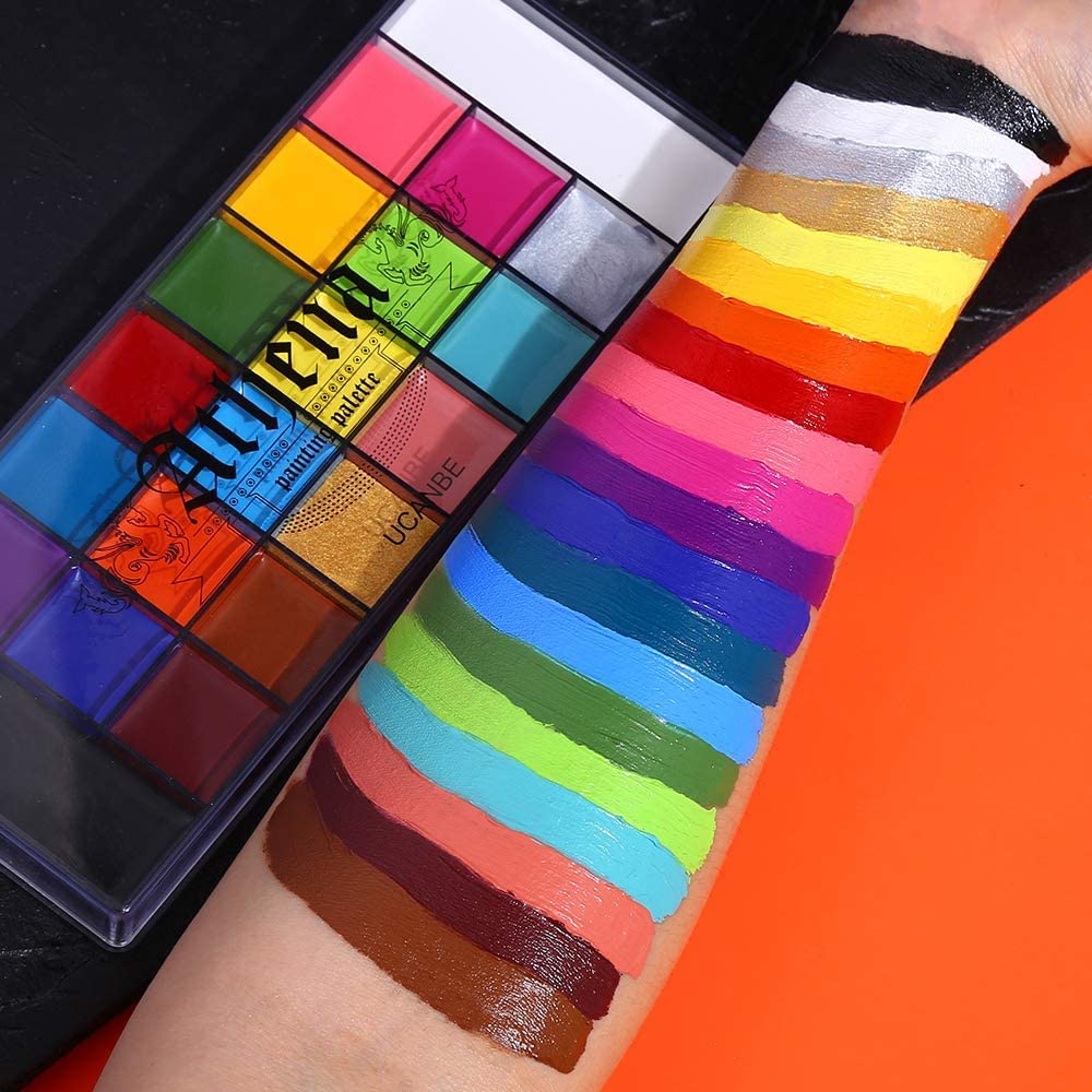Ucanbe UCANBE Athena Body Face Paint Oil Palette 20 color Professional Non-Toxic Makeup Pallet Halloween FX Party Artist Fancy Adult Painting