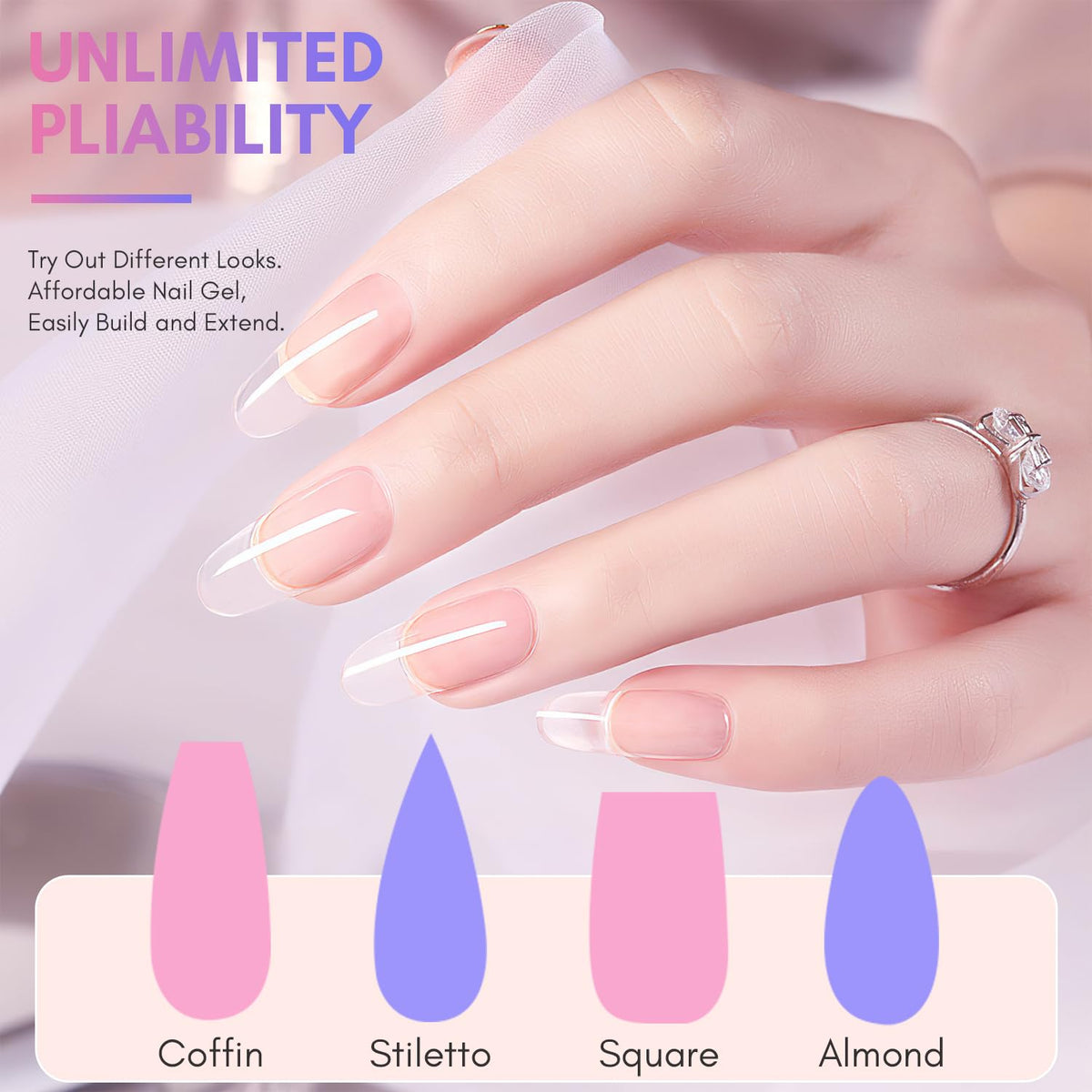 Makartt Poly Nail Hard Gel for Nail Extension Clear 50ML Beginner DIY
