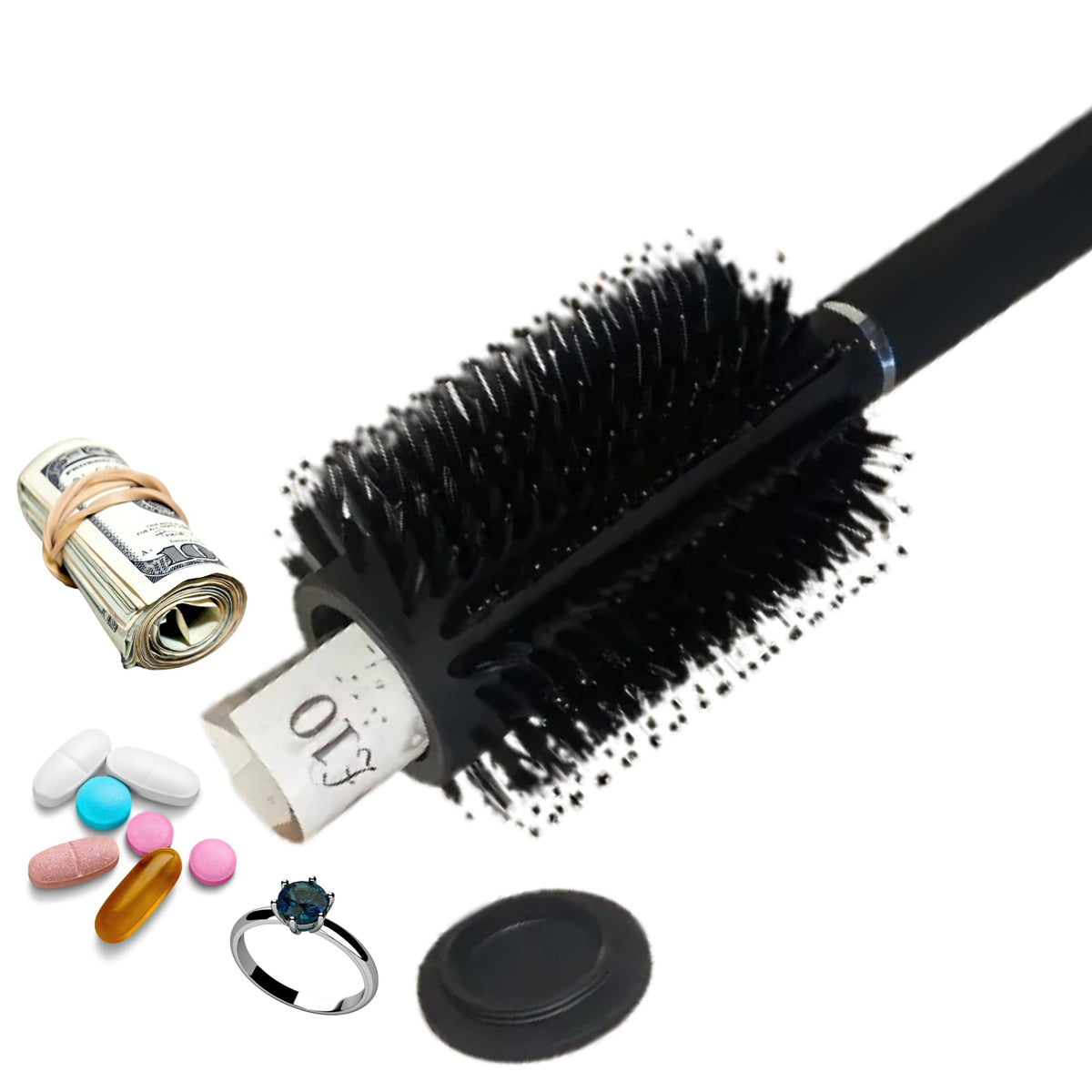 MAGSYNIX Hair Brush with Hidden Compartment Diversion Safe - Discreet Storage Secret Stash Device for Home, Festivals, Concerts, Music Events, Raves, Parties. Conceal Valuables, Cash, Jewelry, and More