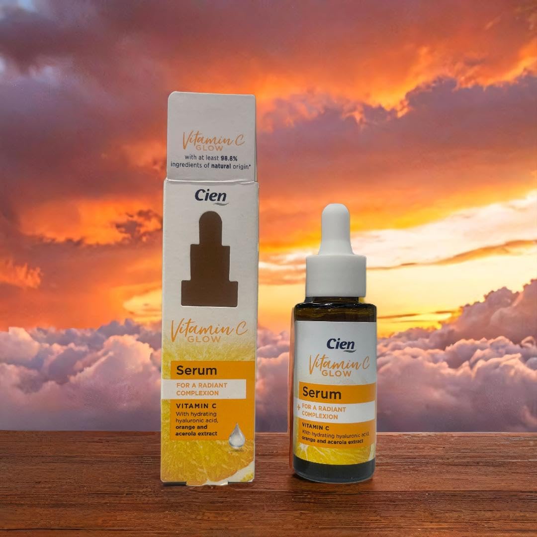 ark future Cien Vitamin C Glow Serum - 98.8% Natural Ingredients, Hydrating with Hyaluronic Acid, Orange & Acerola Extract for Radiant Complexion