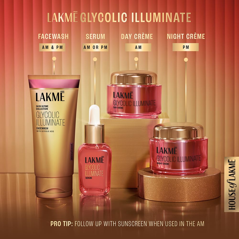 LAKMÉ Lakme Glycolic Illuminate Serum with 1% Glycolic Acid Reduces Dullness & Improves Texture, 30ml by Glowrity