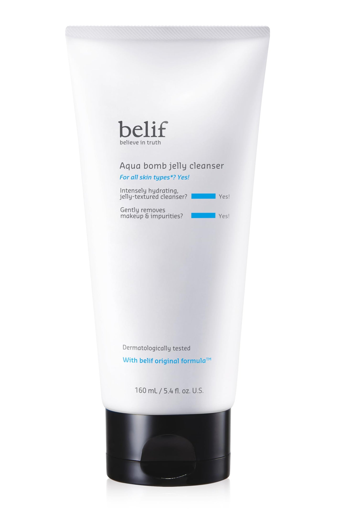 belif Aqua bomb jelly cleanser | Jelly-to-foam mild hydrating facial cleanser with hyaluronic acid, melts away makeup and impurities, Korean skincare, Korean beauty (160ml)