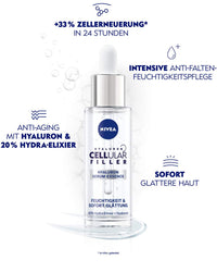 NIVEA Cellular Filler Hyaluronic Serum Essence (30 ml), Preparatory Face Serum, Moisturising, Anti-Age Hydra Elixir for Smooth Skin