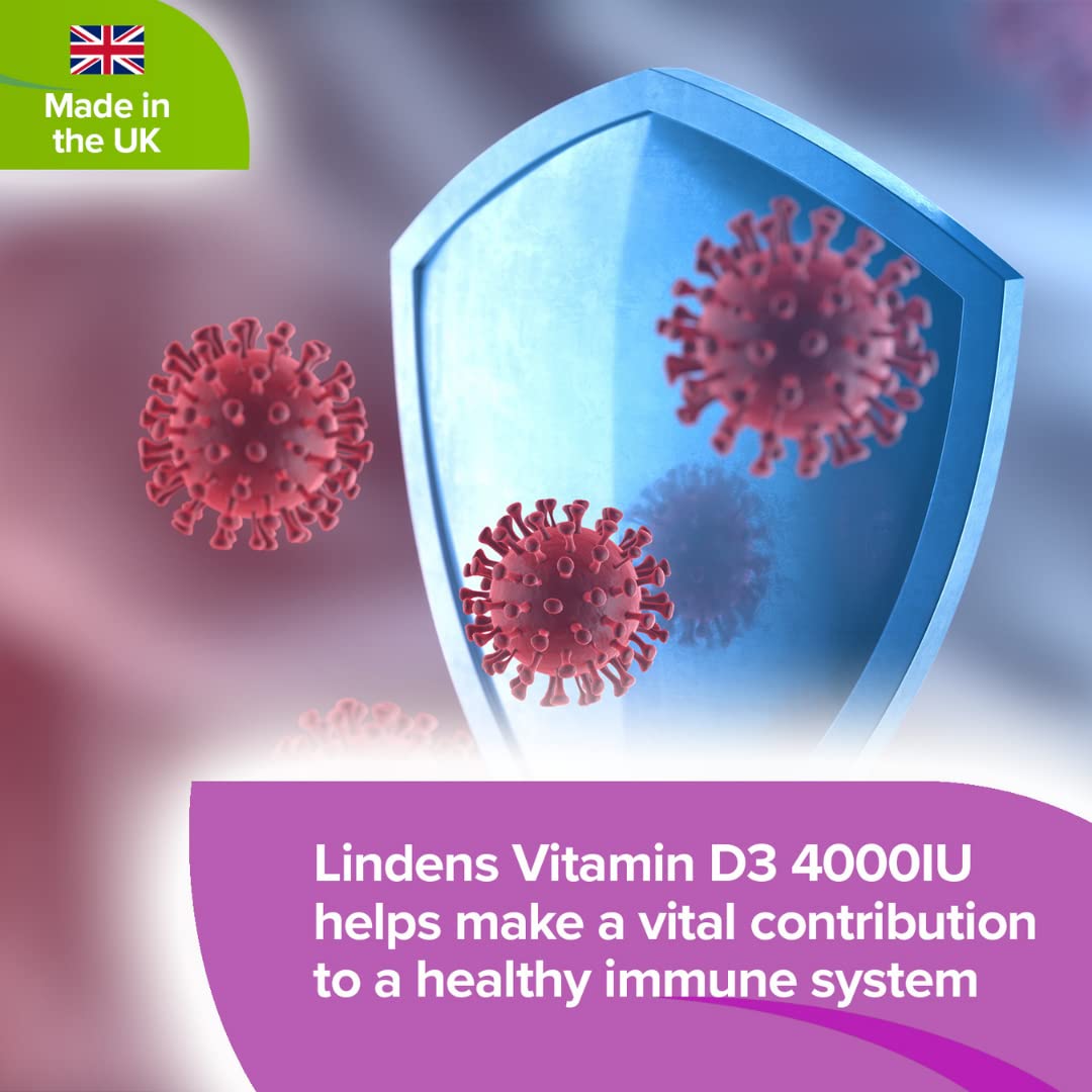 Lindens Vitamin D3 4000IU & MK7 K2 | 90 Tablets | UK Made | Immune Health, Bones, Teeth, Muscle, Blood Calcium Absorption | High Strength Vitamin D & K2 Supplement | 3 Months Supply | Vegetarian