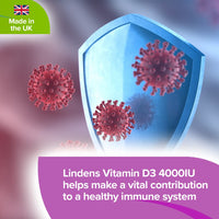 Lindens Vitamin D3 4000IU & MK7 K2 | 90 Tablets | UK Made | Immune Health, Bones, Teeth, Muscle, Blood Calcium Absorption | High Strength Vitamin D & K2 Supplement | 3 Months Supply | Vegetarian