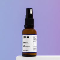 Q+A Retinol Facial Serum, with Bisabobol and Squalane to sooth the skin whilst delivering youth-boosting benefits, targets fine lines, renews uneven skin tone, and leaves skin feeling smooth, 30ml
