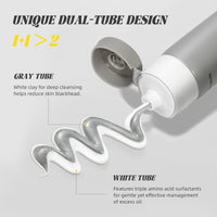 VGO Face Cleanser, Face Wash of Double Care and Effects, Cleansing Mud Mask & Amino Acid Cleansing Double Tube in 1 Facial Cleanser for All Skin Types 100g