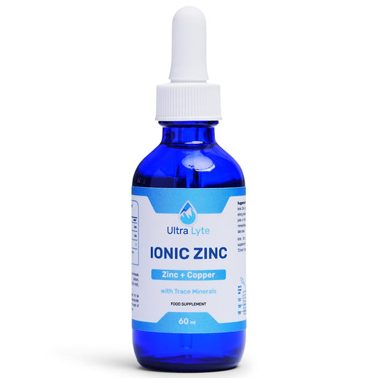 Ultra Lyte Ionic Zinc with Trace Minerals – 59ml Zinc Concentrate Food Supplement – Pure Non-GMO Vegan Friendly Formula – Supports Cognitive Performance, Muscle Growth, Immune System – Zero Calories