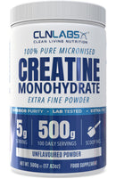 Creatine Monohydrate Powder - 500g Tub (200 Mesh) | Fine Grade, Pure & Mixes Easily | Includes Scoop | Unflavoured | Made in The UK By CLN Labs