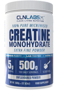 Creatine Monohydrate Powder - 500g Tub (200 Mesh) | Fine Grade, Pure & Mixes Easily | Includes Scoop | Unflavoured | Made in The UK By CLN Labs