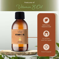 Essican Purelife Vitamin E Oil 250ml - 100% Pure Natural Vitamin E Oil for Face, Vitamin E Oil for Hair, Vitamin E Oil for Skin, Vitamin E for Scars, Scalp, Pure Vitamin E Oil for Nails, VIT E Pure Oil, Carrier Oils