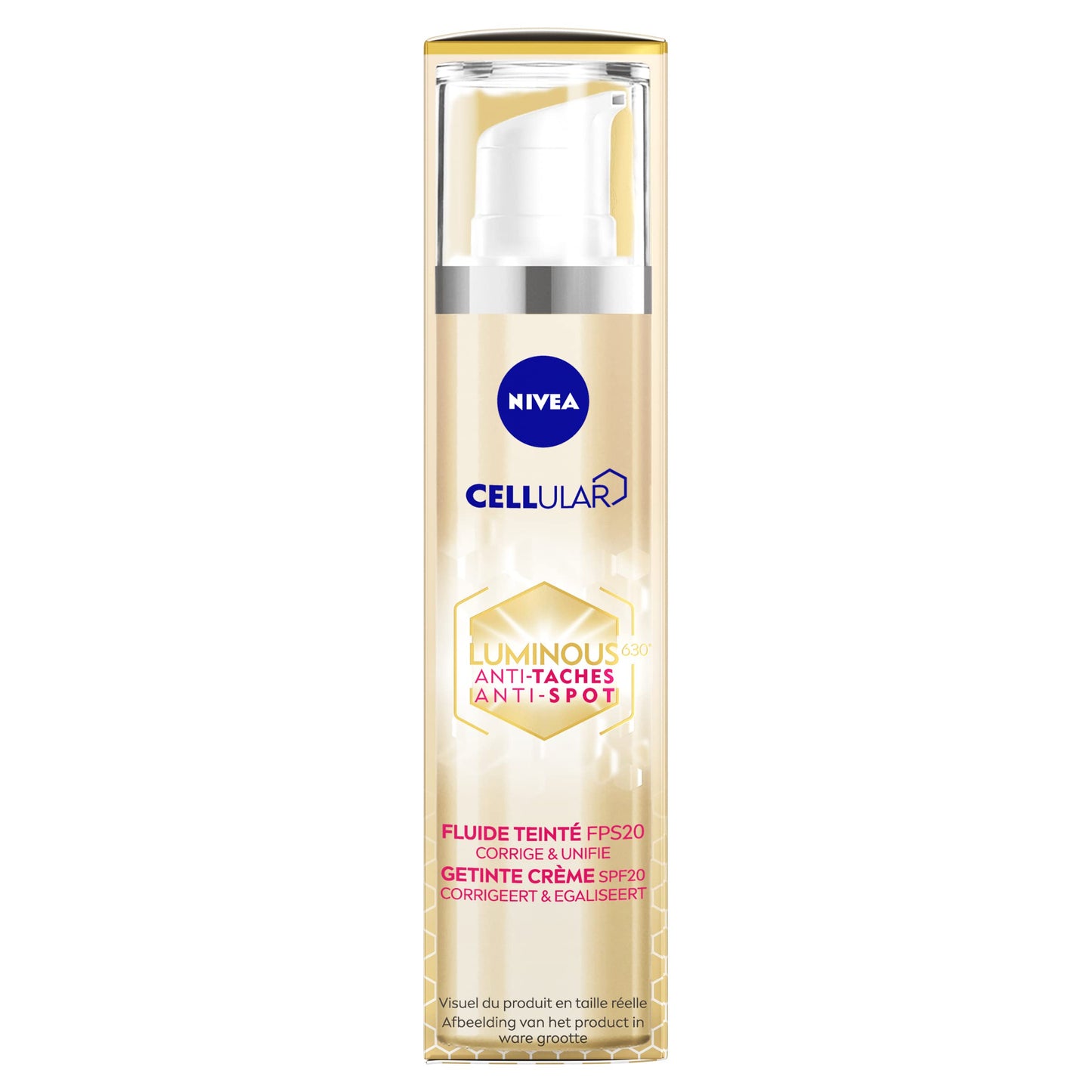 NIVEA CELLULAR LUMINOUS FPS20 Tinted Fluid (1 x 40 ml), Unifying Face Care Anti-Pigment Spots, Face Cream with a Fluid Formula enriched with active ingredients