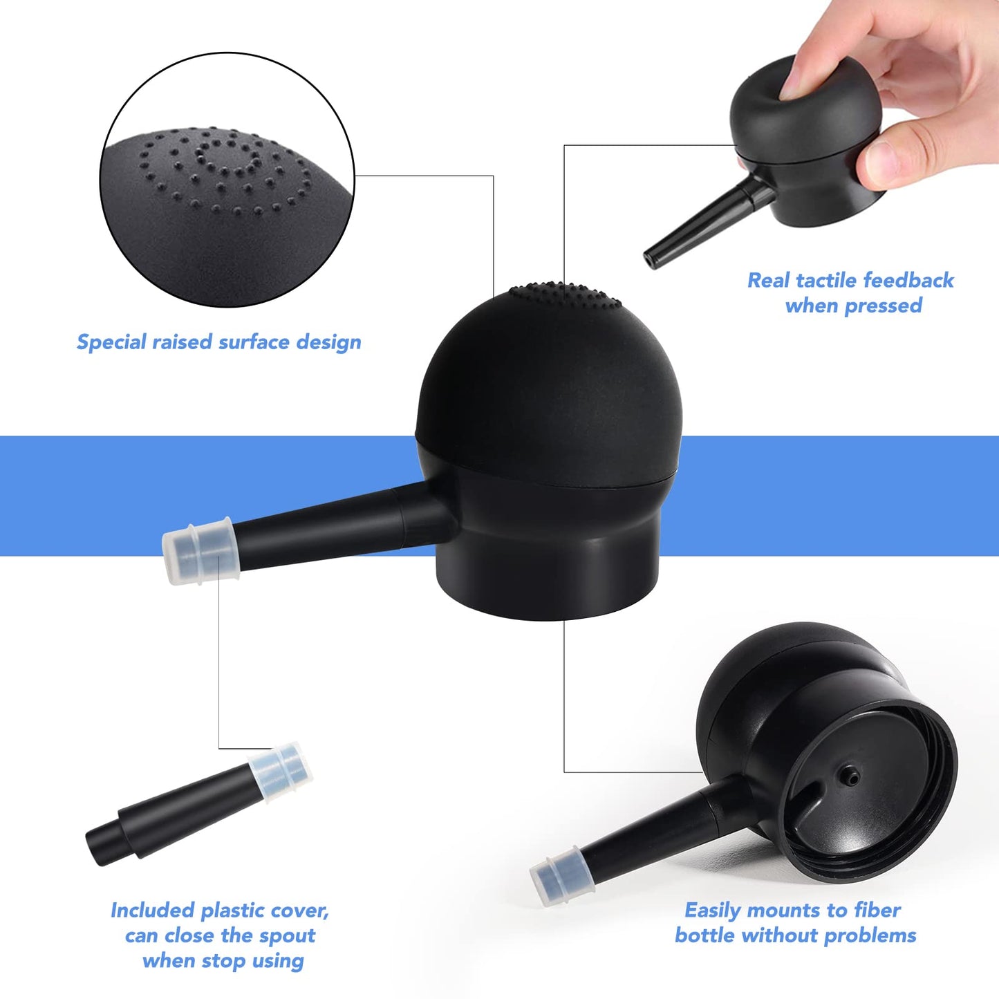 Professional Quality Hair Fibres, Hair Fibres Black for Thinning Hair, Completely Conceals Hair Loss in 15 Seconds, Undetectable & Natural, Hair Loss Product for Women and Men(Black)