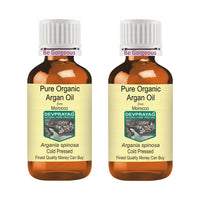 DEVPRAYAG Devprayag Pure Organic Argan Oil (Morrocan) (Argania spinosa) Natural Therapeutic Grade Cold Pressed (Pack of Two) 100ml x 2 (6.76 oz)