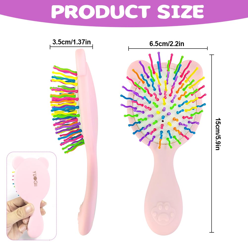 Cosysparks Toddler Detangler Hair Brush and Comb Set - 3-Piece Mini Airbag Massage Tool for Girls - Cute Kids' Pocket Design