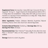 Vitricion Joint Support Oral Strips for Men & Women - 90 Fast-Absorbing Strips, Curcumin, Vitamin D3 + AquaLOX | Joint Flexibility, Mobility & Reduce Inflammation | Cranberry Flavour