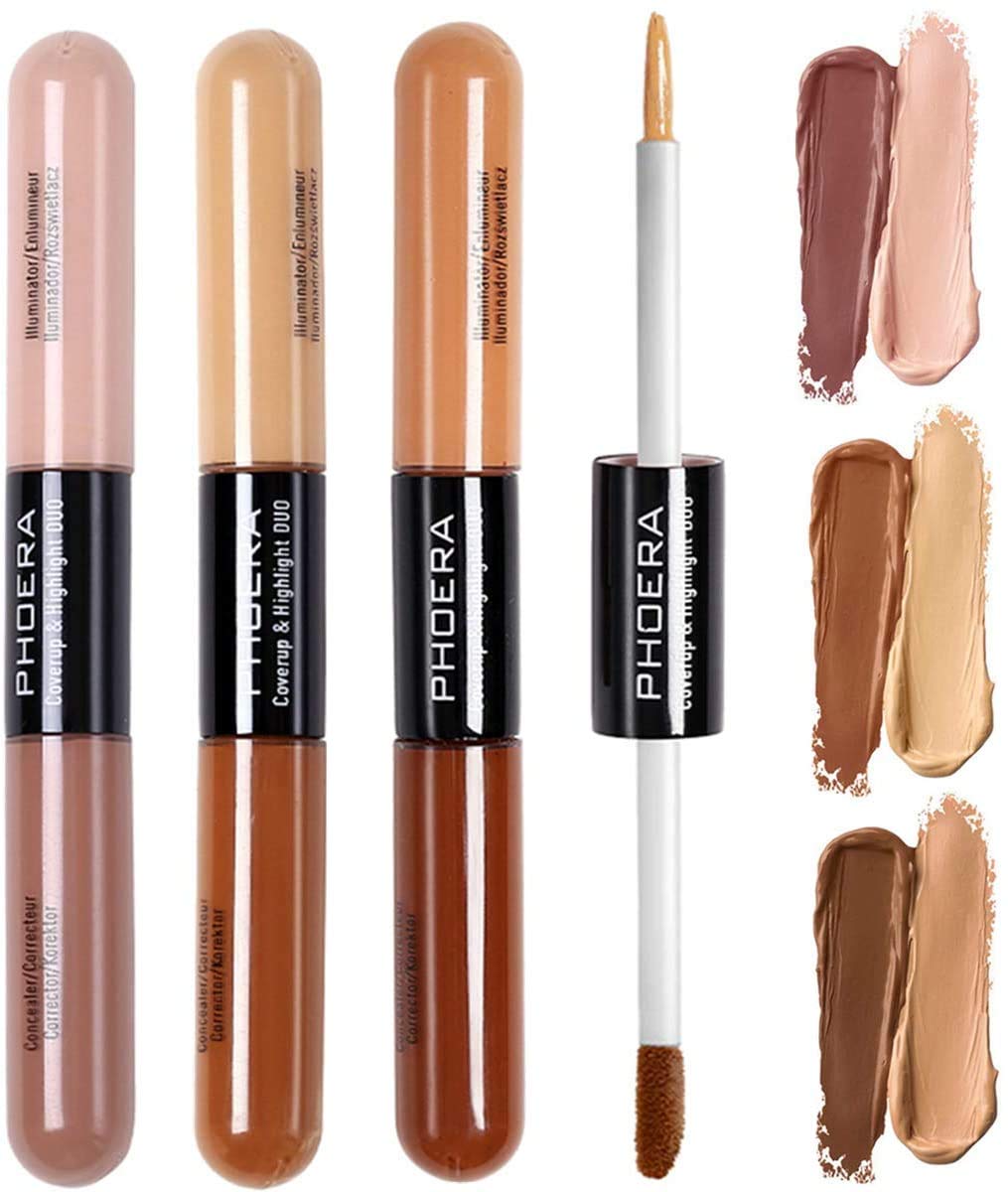 Phoera AQUAPURITY PHOERA® Sculpt & Highlight Concealer Contour Foundation Oil Control Face Contour Dual Face Shadow Repair MakeUp (102 ALMOND, ONE SIZE)