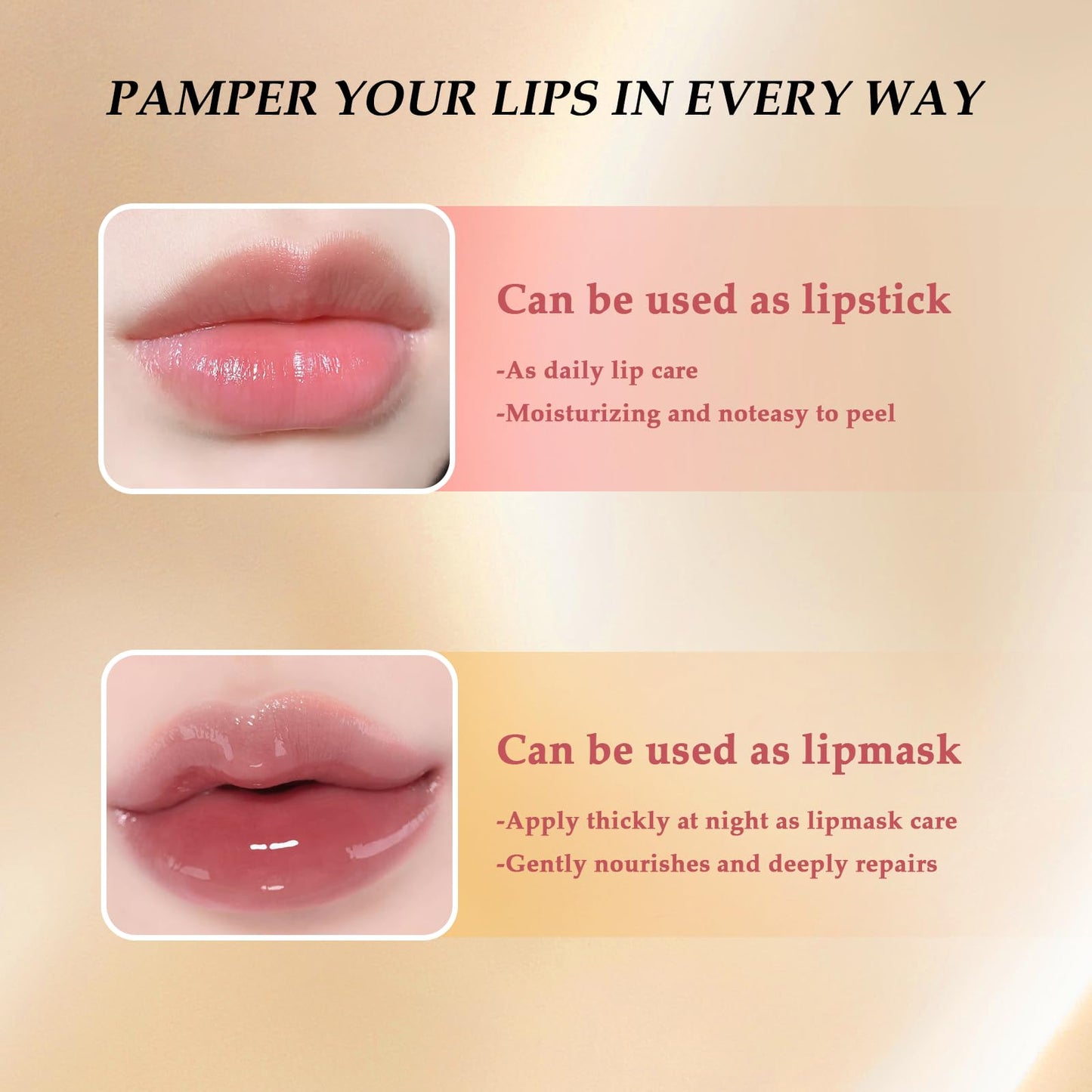 Kenmohuo Transferproof Colour Changing Lipstick, Long Lasting 24H Lipstick, Moisturizing Glossy Tinted Lip Gloss with Gold Foil, Temperature Reactive Lip stick for Women, Non-Sticky, Kiss-Proof
