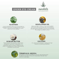 Neolith Under Eye Cream for Dark Circle, Anti Fatigue, Reduces Puffiness, Reduce Wrinkles and Fine lines, with Aloe vera & Kokum Butter | Eco certified Organic & Natural ingredients