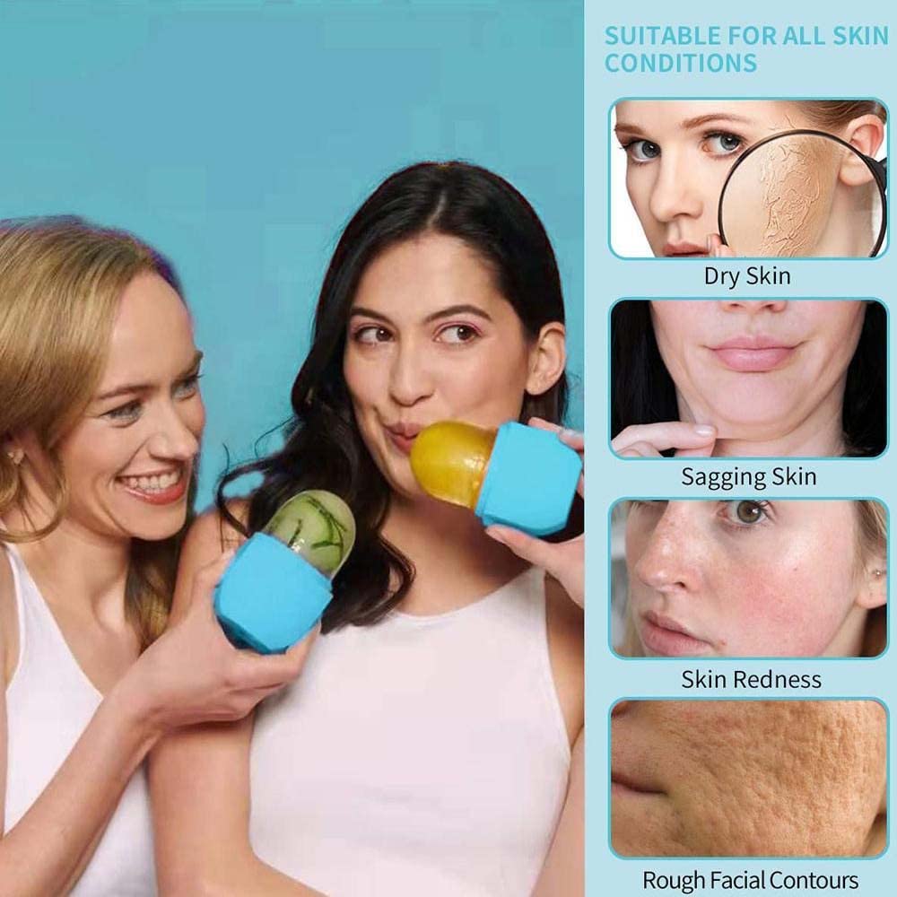 WUBAYI Ice Roller,Ice Holder for Face,Ice Roller for Face & Eyes Facial Beauty Skin Care Tools, Cube Ice Roller For Face Facial Ice Roller Gift for Skin Care(Blue)