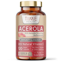 Time Health Acerola Cherry Extract Capsules - Natural & Wholefood Vitamin C - UK Manufactured - Zero Stearates or Flow Agents (120 Capsule)
