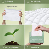 PLANTIFIQUE Disposable Face Towels XL 25x30cm, Makeup Remover Wipe, 50 Pack