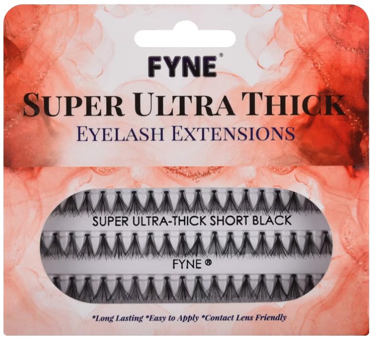 FYNE Super Ultra Thick Individual Eyelashes - 240 Eyelash Clusters - 8mm / 10mm / 12 mm Ultra Thick Natural Lashes - Volume Cluster Lashes - Durable False Eyelash Extensions - 4 Packs of Lashes