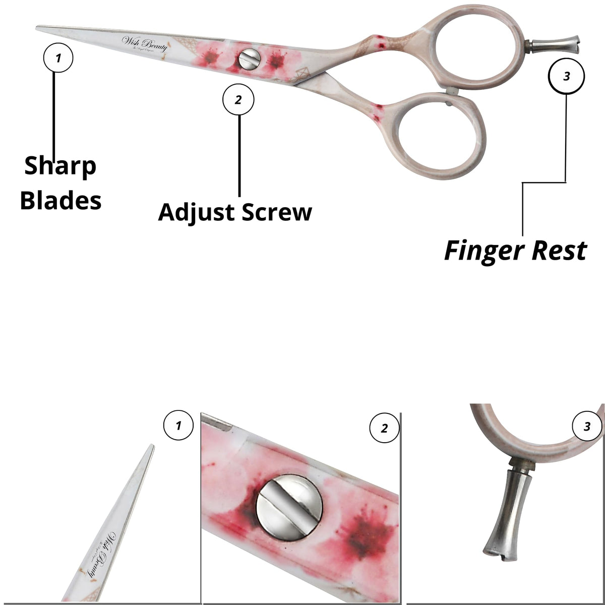 wish beauty,the royal elegance Wishbeauty Pre-Style Magic White Hair Scissors 5.5 Inches Offset Design Forged Special German Steel, Hair Cutting Scissors Shears, Barber Hairdressing Scissor Salon Razor Edge (Magic White)