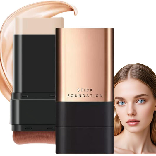 Xinyig 2 in 1- Luxury Anti-Wrinkle Foundation Stick,Double-Head Flawlesss Eraser Foundation Stick with Brush,S/tick Found/ation Makeup,Balance & Even Complexion,Multi-Use Full Coverage(Brilliant White, 01)