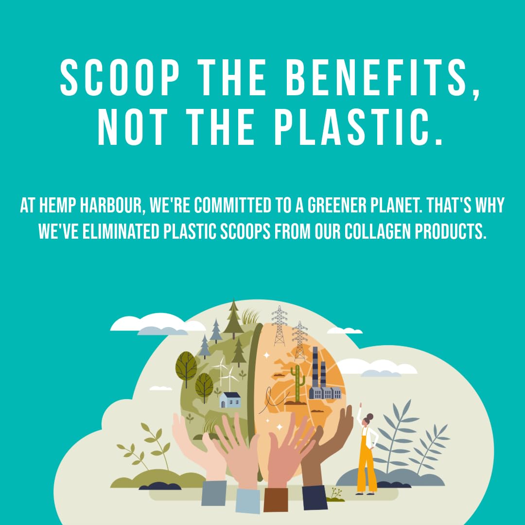 Hemp Harbour Hydrolysed Bovine Collagen Peptides Powder - Halal Certified, Grass-Fed, Non-GMO - Supports Skin Elasticity, Joint Health & Muscle Recovery - 300g, Unflavored - High Absorption & Bioavailability