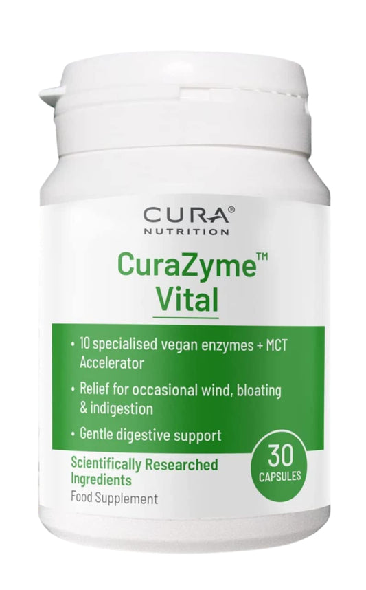 Cura Nutrition CURA NUTRITION - CuraZyme Vital (30 Capsules) | for Sensitive Stomachs, Nutrient Supplements, Digestive Enzymes Supplement Blend, Gut Health Supplement, Easy Digest, Vegan, Dairy Free