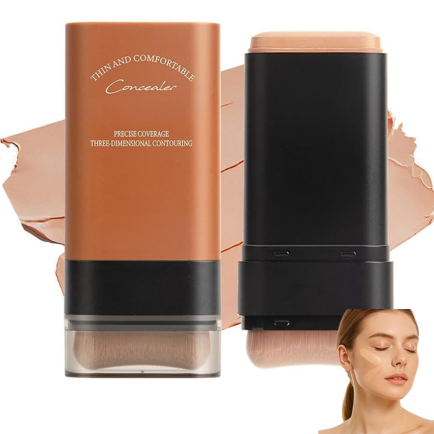 Generic Full Coverage Foundation Stick with Built-in Brush, Waterproof Matte Concealer Contour Stick for All Skin Types, Long Lasting Cream Foundation Makeup with High Coverage（#04 Honey Tan)
