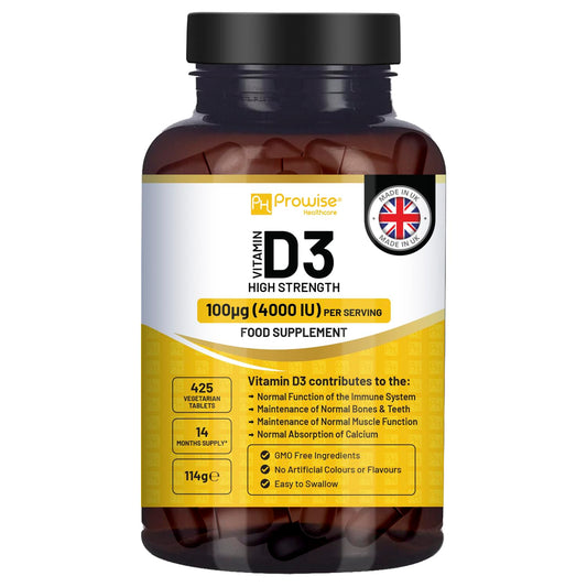 PH PROWISE Healthcare Vitamin D3 4000 IU High Strength I 425 Vegetarian Tablets (14 Months Supply) I Easy Swallow Vitamin D3 Supplement for Immune Support, Calcium Boost, Bone & Muscle I Vitamin D Made in the UK by Prowise