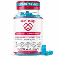 Nutri-things Magnesium Glycinate Gummies Adult - Mixed Berry Flavor, 400mg High Absorption Magnesium Chewable for Stress Relief, Sleep & Muscle Relaxation - Non-GMO, Gluten-Free - 60 Count, 30-Day Supply