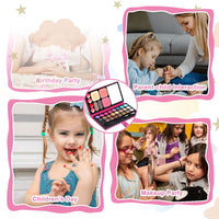 Aomig 33 Colors Kids Makeup Sets for Girls, 12 Pcs Princess Make Up Kit with 5 Brushes, Washable Children's Cosmetics Toys, Non-Toxic Makeup Kit, Cosmetic Beauty Set Gift for Kids Halloween Birthday