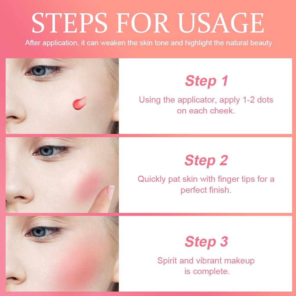LOPHE Soft Cream Cheek Tint, Long Lasting High-Pigment Liquid Blush Blendable Moisturizing Cream Blush for Cheeks Lips (#06)