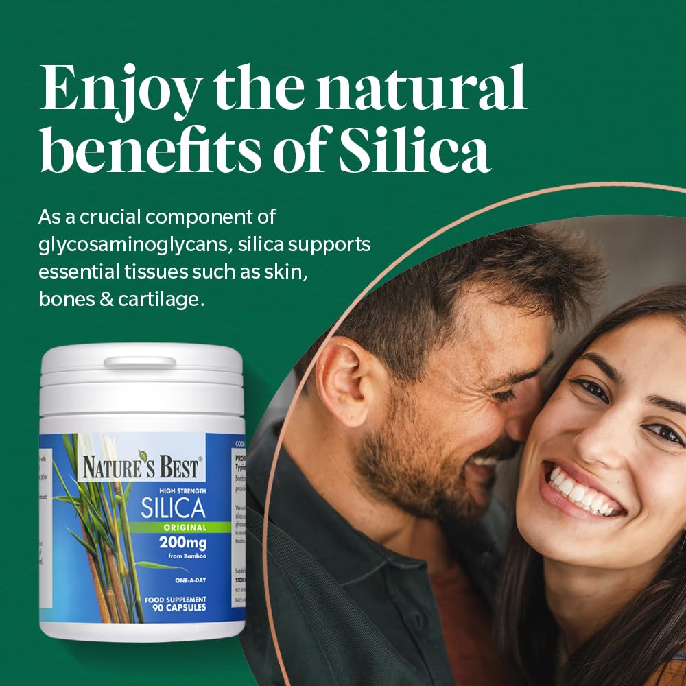 NATURE'S BEST Nature's Best Silica 200mg - High Strength Naturally Sourced Silica Supplement - UK Made - 90 Vegan Capsules (3 Months' Supply)