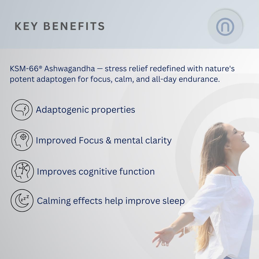 NUTRACENE Nutracene Ashwagandha KSM-66 1,000mg with Black Pepper | High Strength Adaptogen | Stress Relief | Energy & Cognitive Support | Made in The UK | Vegan Friendly