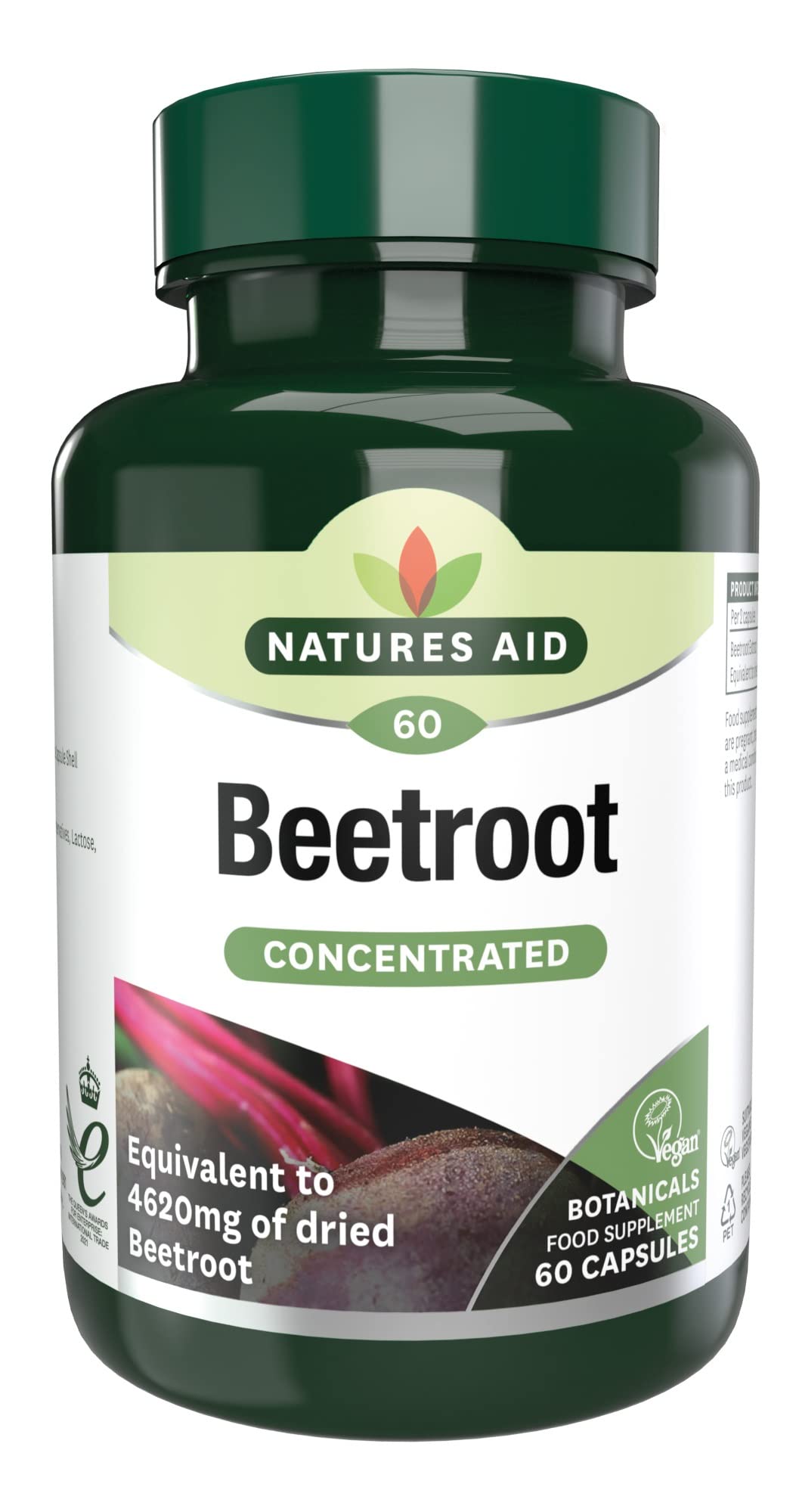 Natures Aid Organic Beetroot 4620mg 60 Capsules (Pack of 3)