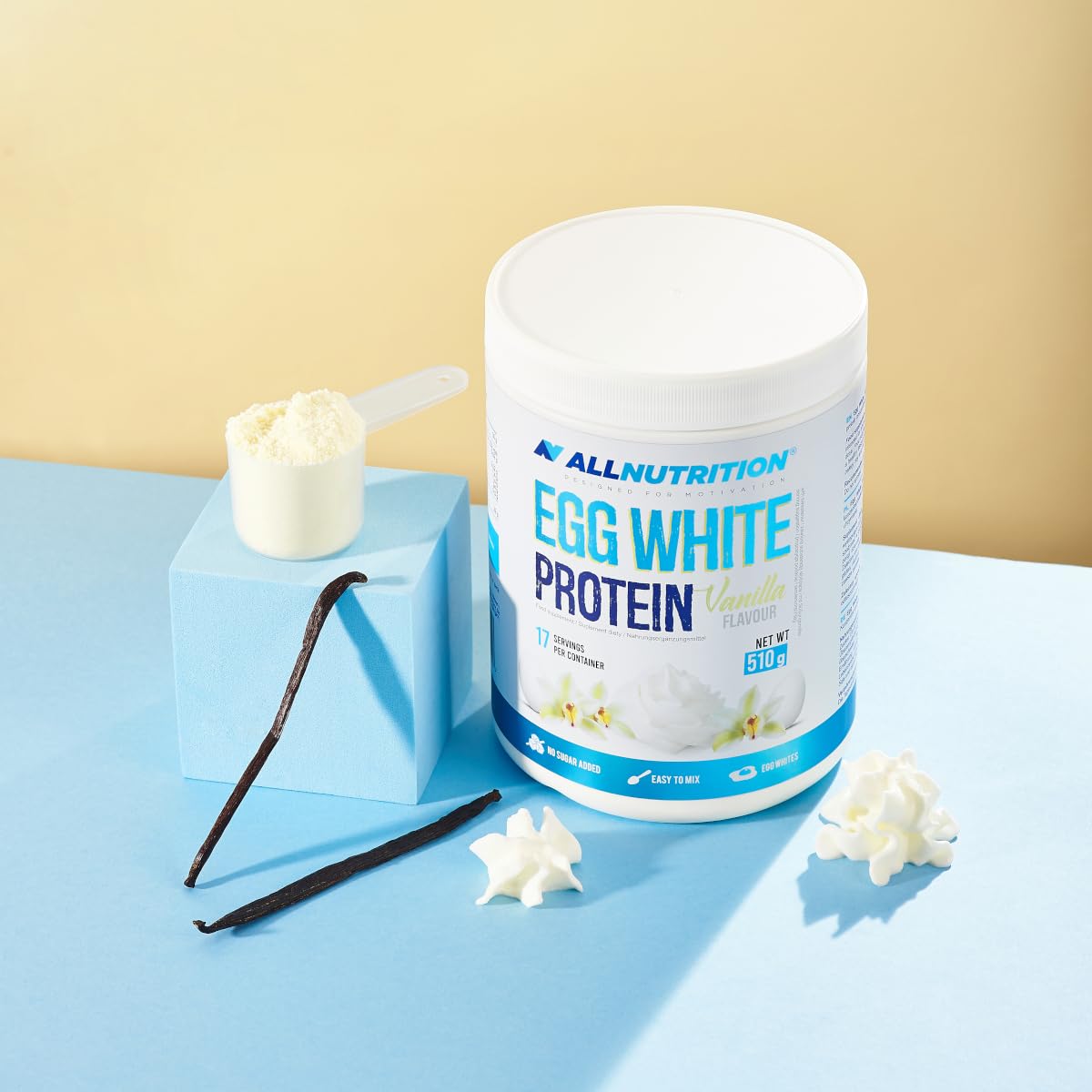ALLNUTRITION Egg White Protein Powder – Egg White Powder - High Protein Shakes - Protein Supplements – Organic Protein Powder – Sweetened with Sucralose - 510g Vanilla