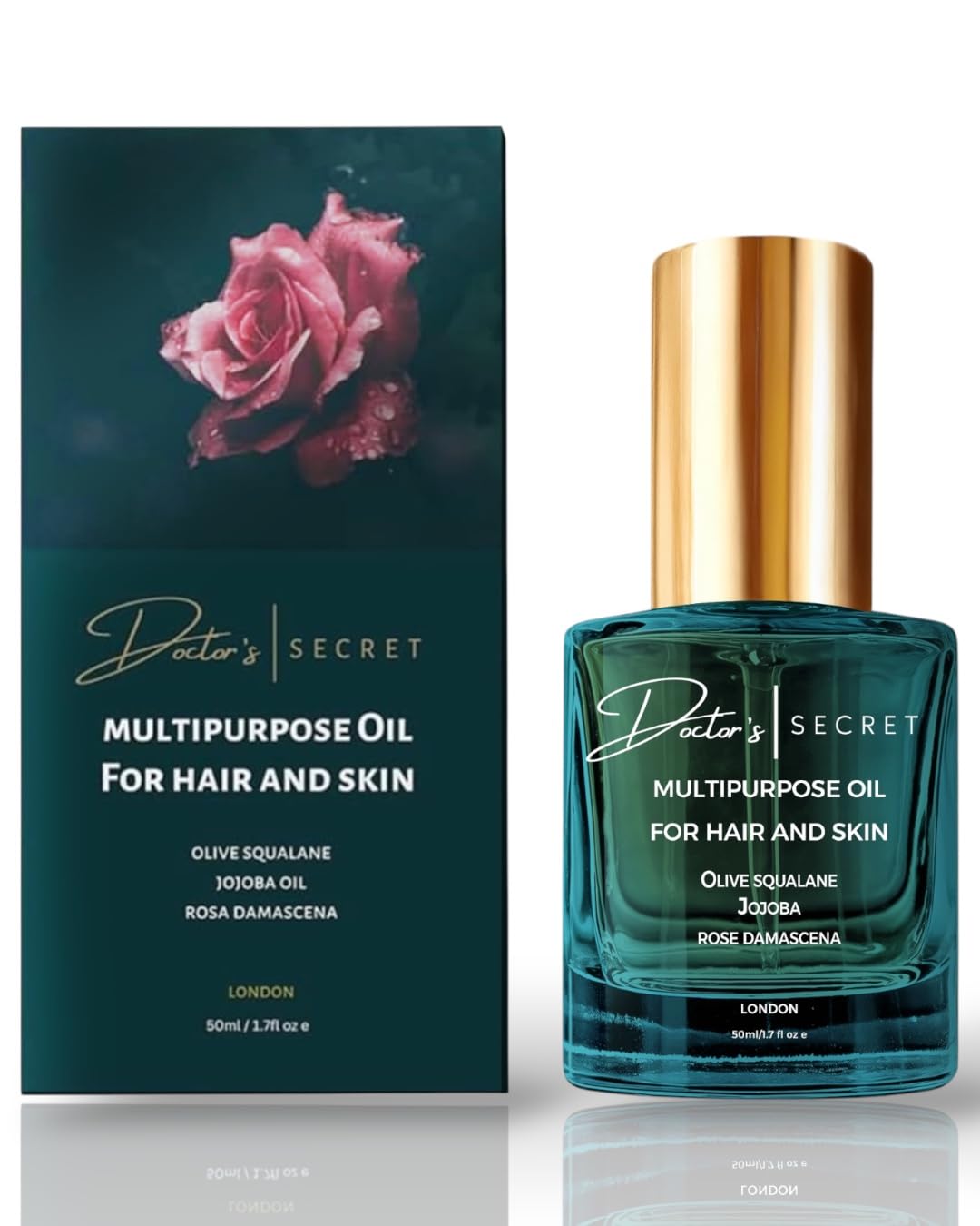 Doctor's Hair Secret Doctor's Secret Squalane, Rose, Joboba Multipurpose Oil Hair, Face, Body - Leave-In Hair Oil Ends Conditioning Shine Facial Oil Vegan 100% Natural Nourishing Hydrating Glow Glass Skin & Hair