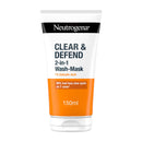 Neutrogena Clear & Defend 2 in 1 Wash-Mask (1x 150ml), Purifying Face Wash and Clay Mask for Oily, Spot-Prone Skin, Face Wash Mask with 1% Salicylic Acid for Clearer Skin and to Help Prevent Breakouts