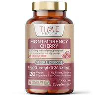 Time Health Montmorency Cherry - Maximum Strength 50:1 Extract 2% Proanthocyanidins - 17500mg Wholefood Equivalent per Capsule - CherryPURE® - Vegan - UK Made - GMP Standards - Zero Additives