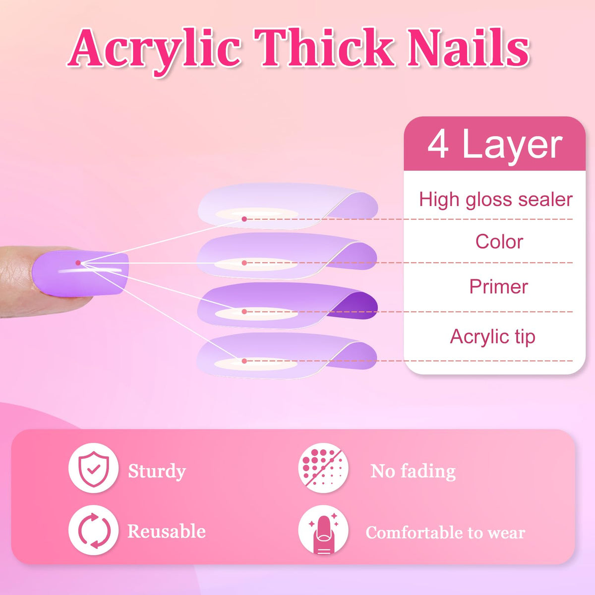 Ceboic 24Pcs Press on Nails Long Coffin French Tip False Nails Pink Gold Shiny Glossy Glue on Nails with Glitter Design 12 Sizes Artificial Stick on Nails for Women Girls DIY Manicure Decorations