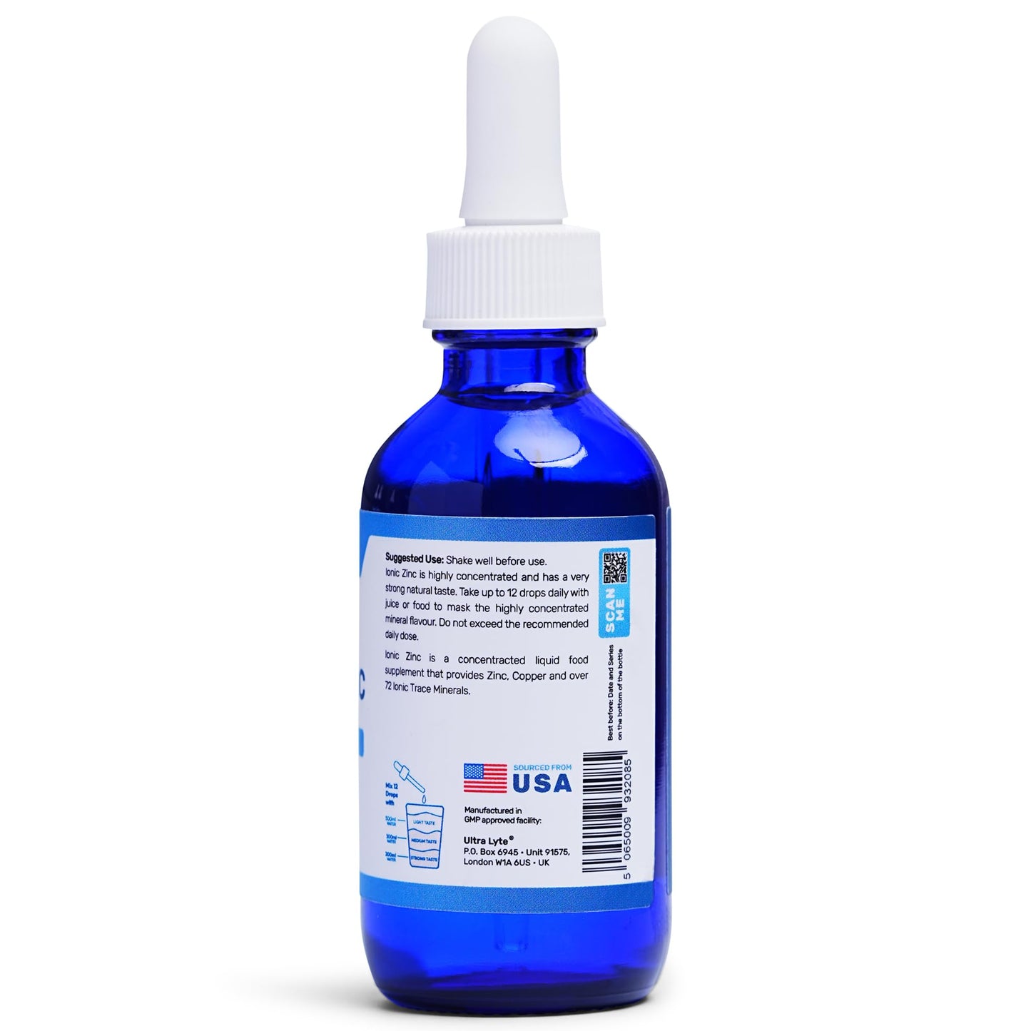 Ultra Lyte Ionic Zinc with Trace Minerals – 59ml Zinc Concentrate Food Supplement – Pure Non-GMO Vegan Friendly Formula – Supports Cognitive Performance, Muscle Growth, Immune System – Zero Calories