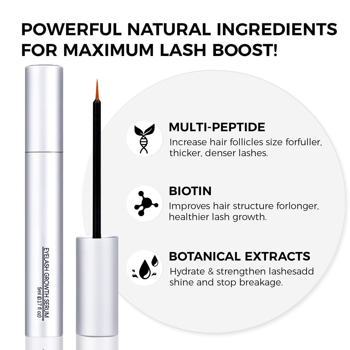 Shengqialun Eyelash Growth Serum - Lash Serum For Boosting Growth & Thickness - Natural Formula With Polygonum Multiflorum For Strong Growth - Lash Enhancer For Fuller Lashes
