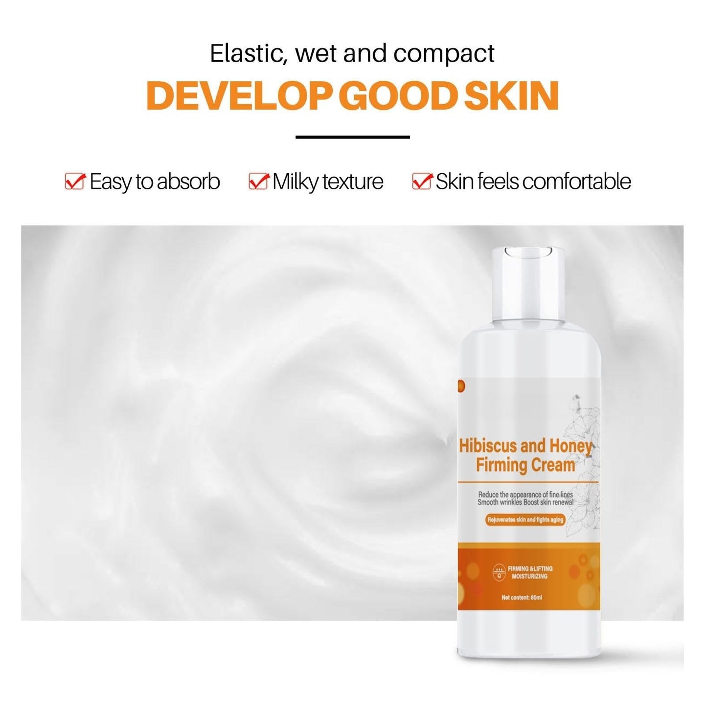 Hibiscus and Honey Firming Cream, Skin Tightening Lotion for Face & Body, Double Chin Reducer Neck Firming Cream with Collagen Firming & Lifting Reduces Wrinkles and Fine Lines