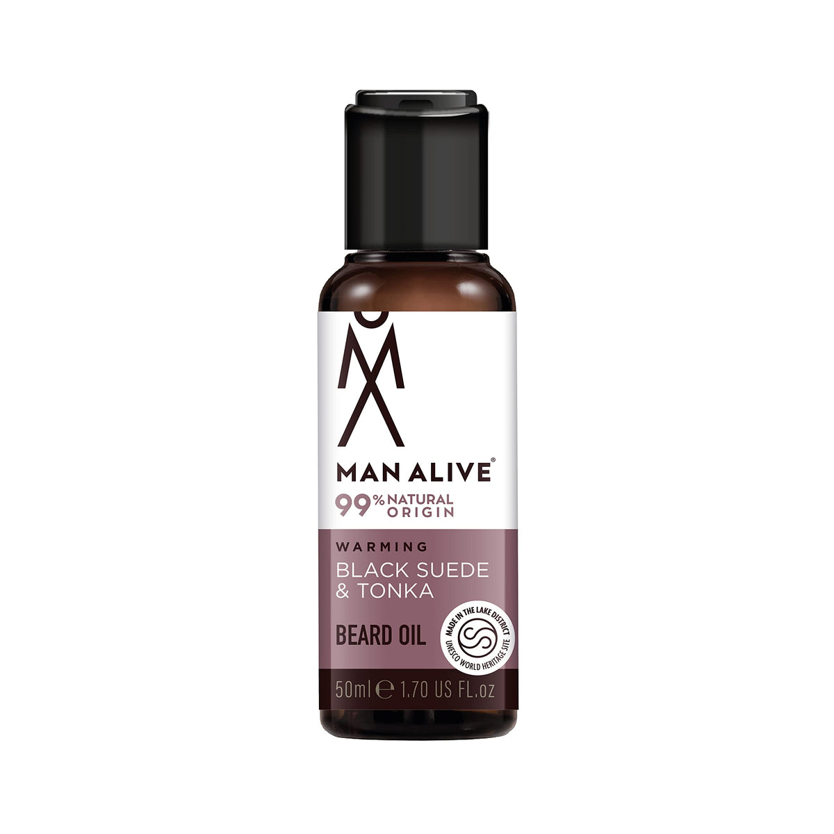 MAN ALIVE Beard Oil for men by Man Alive 99% Natural skincare 50ml with Oatmeal, Argan Oil, Jojoba Oil & Almond Oil, gifts for men softens facial hair mens gifts birthday gifts for him (Black Suede & Tonka)
