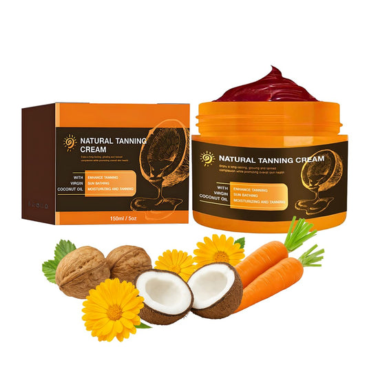 Intensive Tanning Gel 150ml – Shine Brown Tan Accelerator Cream with Carrot & Coconut Oil, Water-Resistant Vegan Moisturiser for Sunbeds & Outdoor Use, Fast-Absorbing Formula